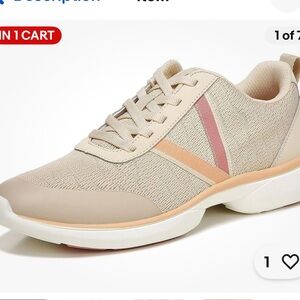 Vionic Women's Jolisa Semolina Sneakers - Beige and Pink NIB